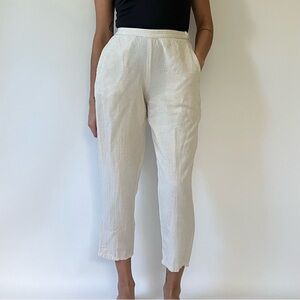 Global Desi Cropped Straight Pants Off White Natural Weave